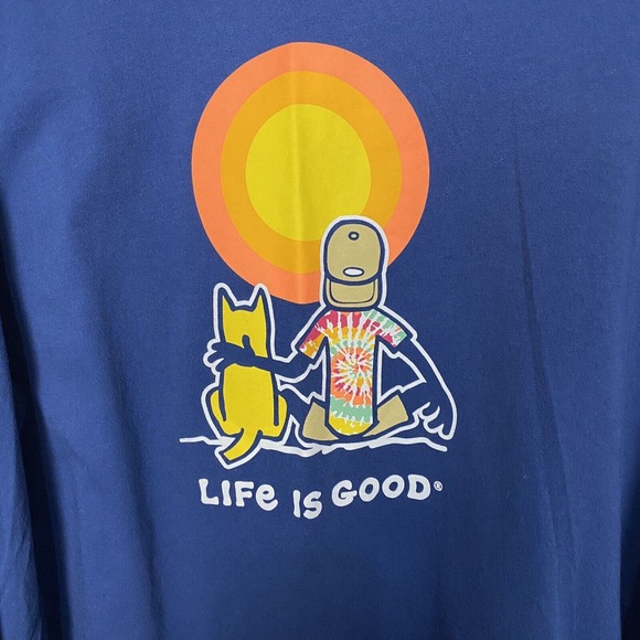 Life is Good Men's Crusher Tee Sunset Buddies Jake and Rocket Long Sleeve Sz XL - Picture 3 of 11